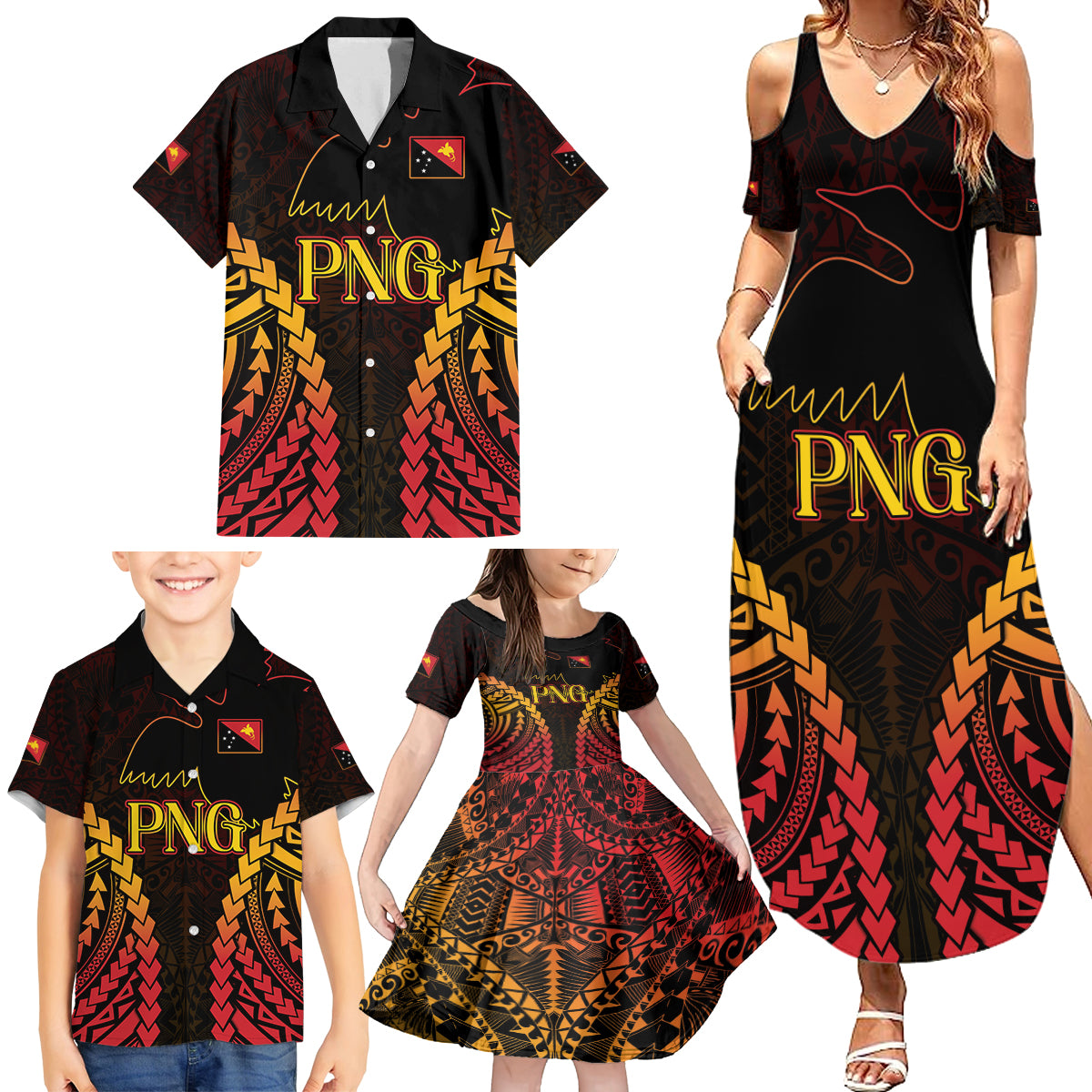 Custom Papua New Guinea Cricket Family Matching Summer Maxi Dress and Hawaiian Shirt Go Barramundis LT9 - Polynesian Pride