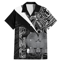 Custom Papua New Guinea Cricket Family Matching Mermaid Dress and Hawaiian Shirt Tribal Bird of Paradise Tattoo LT9 Dad's Shirt - Short Sleeve Black - Polynesian Pride