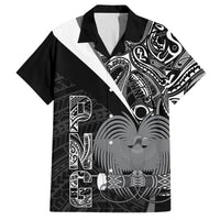 Custom Papua New Guinea Cricket Family Matching Off The Shoulder Long Sleeve Dress and Hawaiian Shirt Tribal Bird of Paradise Tattoo LT9 Dad's Shirt - Short Sleeve Black - Polynesian Pride