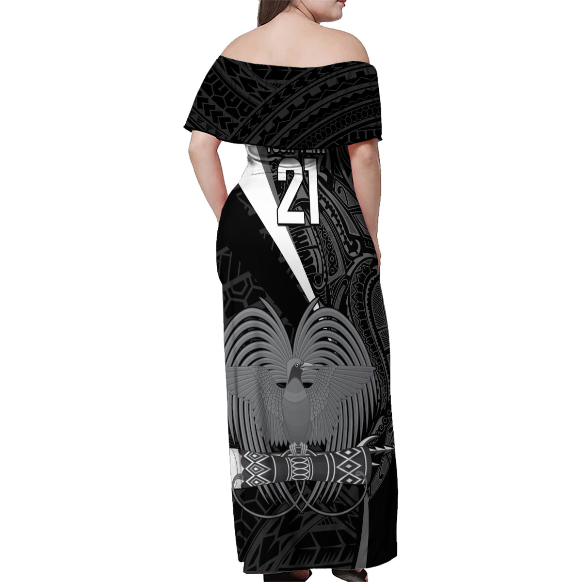 Custom Papua New Guinea Cricket Family Matching Off Shoulder Maxi Dress and Hawaiian Shirt Tribal Bird of Paradise Tattoo LT9 - Polynesian Pride