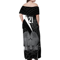 Custom Papua New Guinea Cricket Family Matching Off Shoulder Maxi Dress and Hawaiian Shirt Tribal Bird of Paradise Tattoo LT9 - Polynesian Pride
