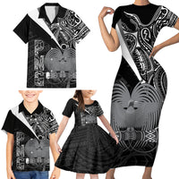 Custom Papua New Guinea Cricket Family Matching Short Sleeve Bodycon Dress and Hawaiian Shirt Tribal Bird of Paradise Tattoo LT9 - Polynesian Pride