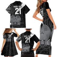 Custom Papua New Guinea Cricket Family Matching Short Sleeve Bodycon Dress and Hawaiian Shirt Tribal Bird of Paradise Tattoo LT9 - Polynesian Pride