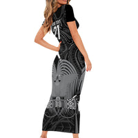 Custom Papua New Guinea Cricket Family Matching Short Sleeve Bodycon Dress and Hawaiian Shirt Tribal Bird of Paradise Tattoo LT9 - Polynesian Pride