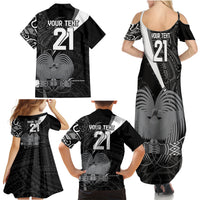 Custom Papua New Guinea Cricket Family Matching Summer Maxi Dress and Hawaiian Shirt Tribal Bird of Paradise Tattoo LT9 - Polynesian Pride