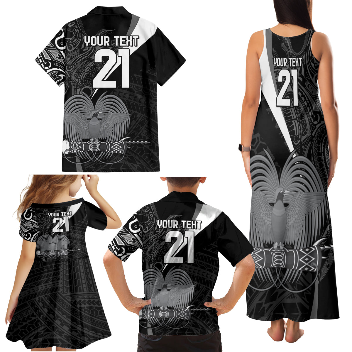 Custom Papua New Guinea Cricket Family Matching Tank Maxi Dress and Hawaiian Shirt Tribal Bird of Paradise Tattoo LT9 - Polynesian Pride
