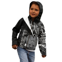 Custom Papua New Guinea Cricket Kid Hoodie Tribal Bird of Paradise Tattoo