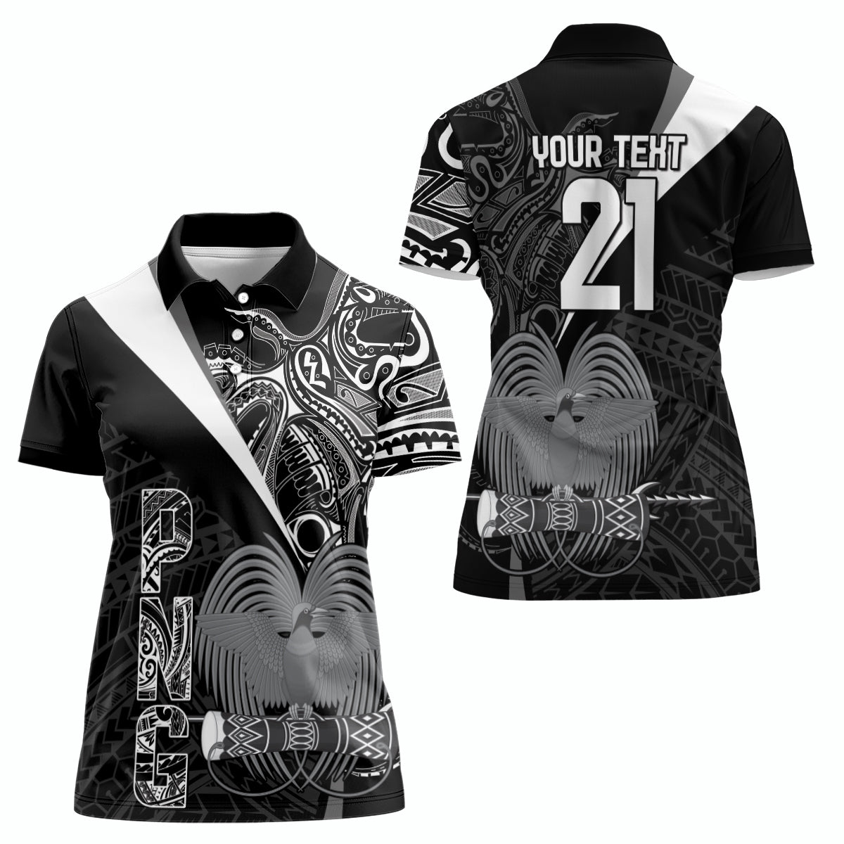 Custom Papua New Guinea Cricket Women Polo Shirt Tribal Bird of Paradise Tattoo LT9 - Polynesian Pride