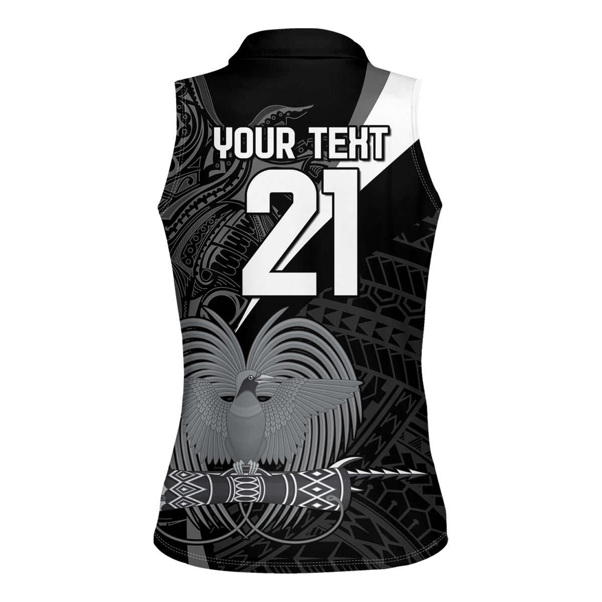 Custom Papua New Guinea Cricket Women Sleeveless Polo Shirt Tribal Bird of Paradise Tattoo