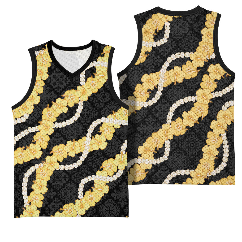 Aloha Melemele Hibiscus Pikake Lei Basketball Jersey Hawaiian Quilt Pattern