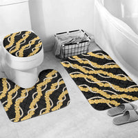 Aloha Melemele Hibiscus Pikake Lei Bathroom Set Hawaiian Quilt Pattern LT9 Mat Set Only (3 pcs) One Size Black - Polynesian Pride