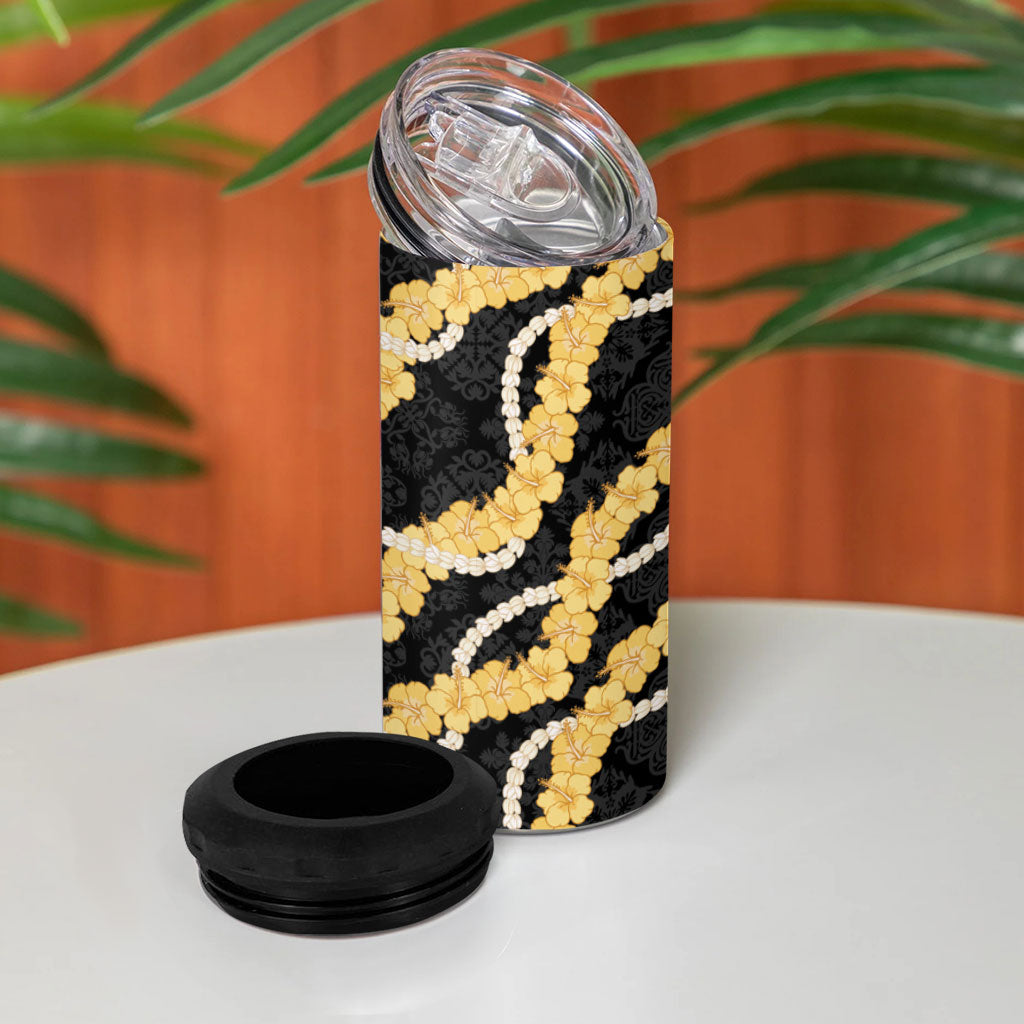 Aloha Melemele Hibiscus Pikake Lei 4 in 1 Can Cooler Tumbler Hawaiian Quilt Pattern