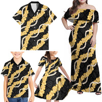 Aloha Melemele Hibiscus Pikake Lei Family Matching Off Shoulder Maxi Dress and Hawaiian Shirt Hawaiian Quilt Pattern LT9 - Polynesian Pride