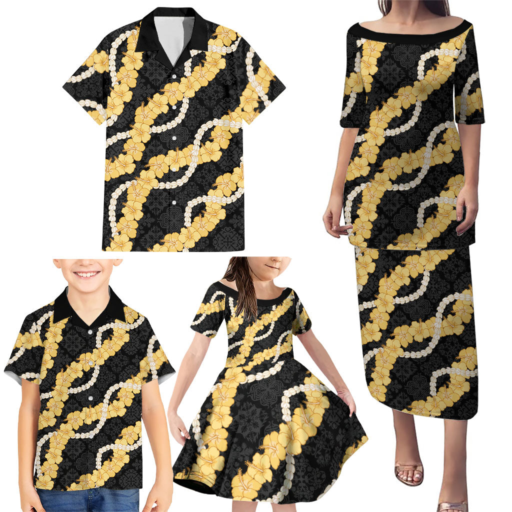 Aloha Melemele Hibiscus Pikake Lei Family Matching Puletasi and Hawaiian Shirt Hawaiian Quilt Pattern