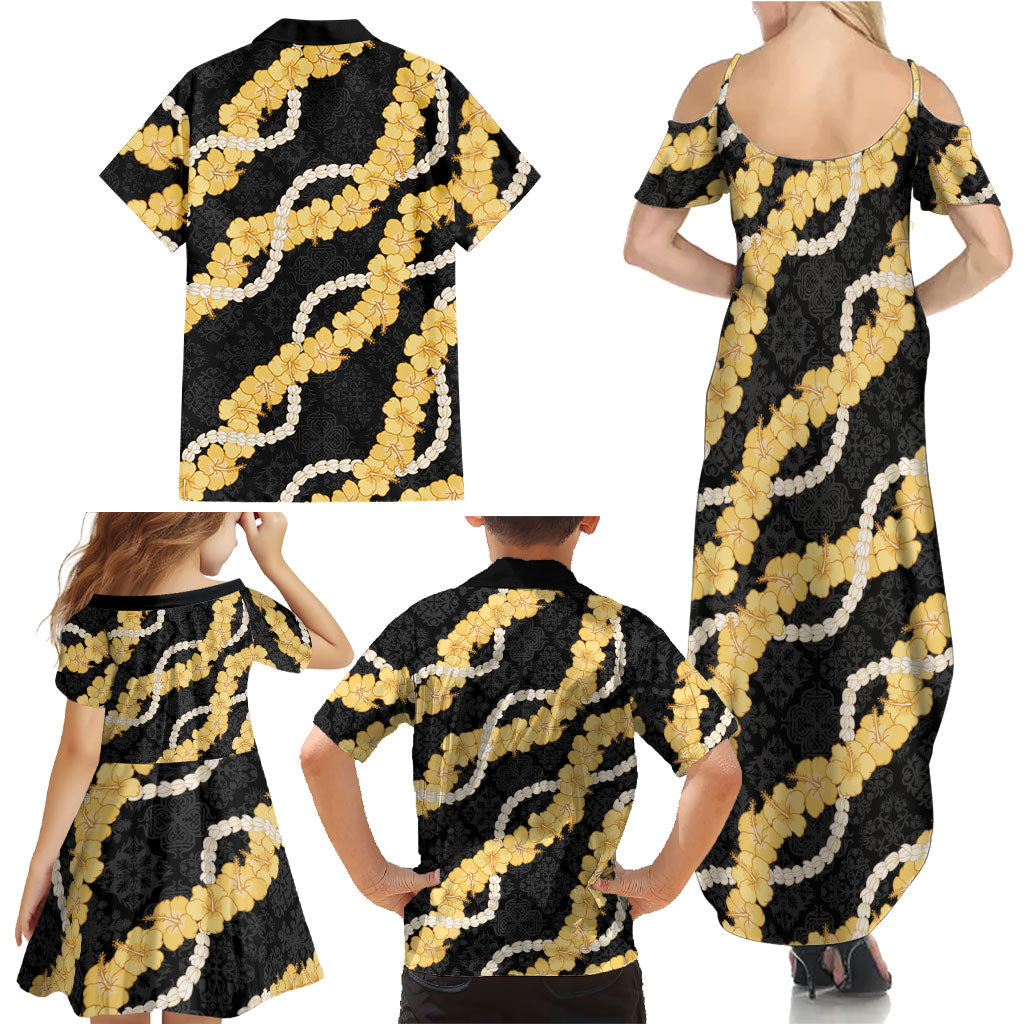 Aloha Melemele Hibiscus Pikake Lei Family Matching Summer Maxi Dress and Hawaiian Shirt Hawaiian Quilt Pattern LT9 - Polynesian Pride
