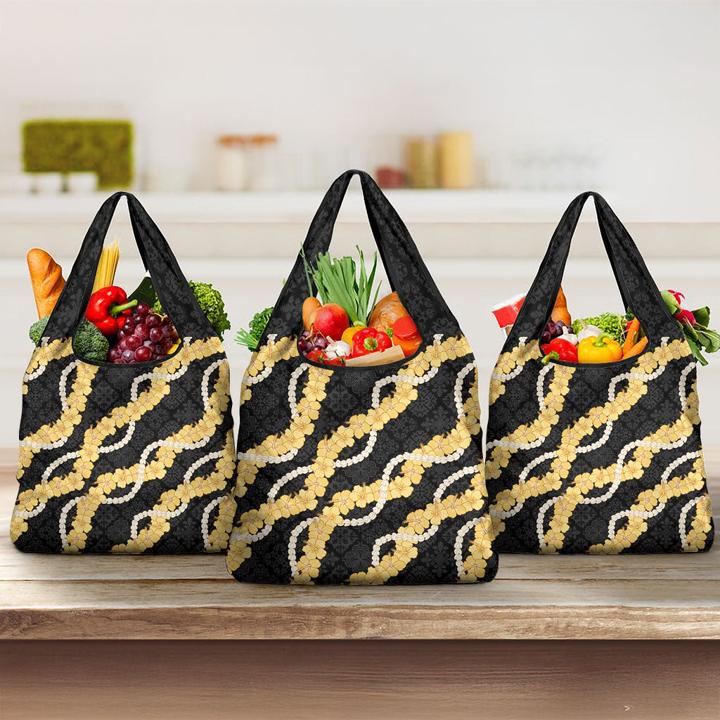 Aloha Melemele Hibiscus Pikake Lei Grocery Bag Hawaiian Quilt Pattern