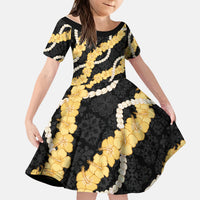 Aloha Melemele Hibiscus Pikake Lei Kid Short Sleeve Dress Hawaiian Quilt Pattern