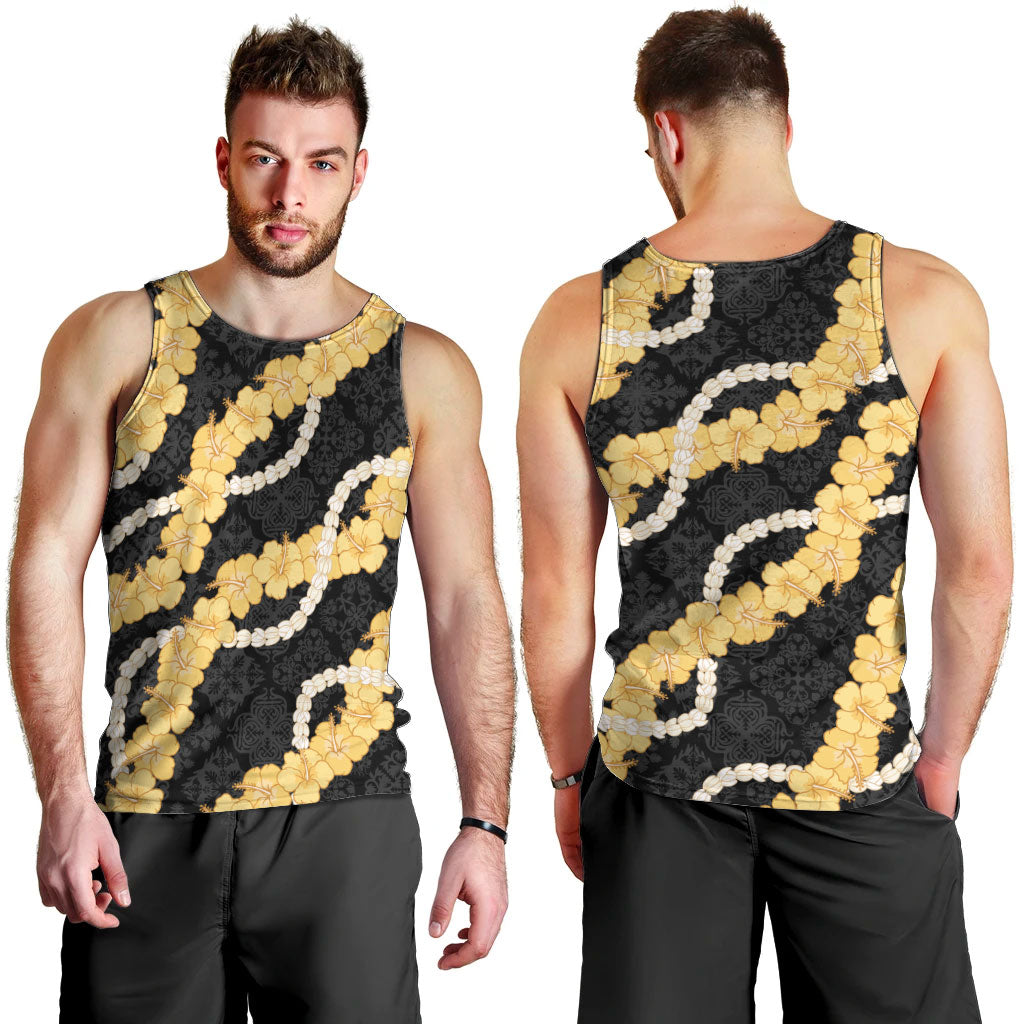 Aloha Melemele Hibiscus Pikake Lei Men Tank Top Hawaiian Quilt Pattern LT9 - Polynesian Pride
