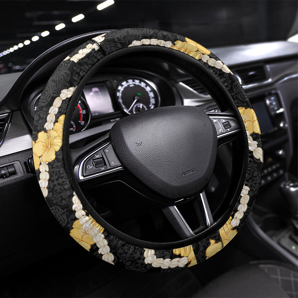 Aloha Melemele Hibiscus Pikake Lei Steering Wheel Cover Hawaiian Quilt Pattern