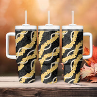 Aloha Melemele Hibiscus Pikake Lei Tumbler With Handle Hawaiian Quilt Pattern