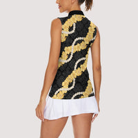 Aloha Melemele Hibiscus Pikake Lei Women Sleeveless Polo Shirt Hawaiian Quilt Pattern