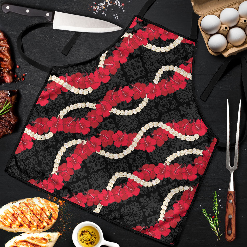 Aloha Ula'ula Hibiscus Pikake Lei Apron Hawaiian Quilt Pattern LT9 Black - Polynesian Pride