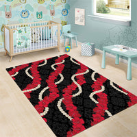 Aloha Ula'ula Hibiscus Pikake Lei Area Rug Hawaiian Quilt Pattern