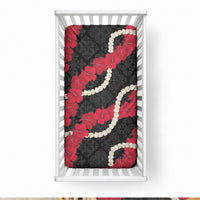 Aloha Ula'ula Hibiscus Pikake Lei Baby Bed Cover Hawaiian Quilt Pattern LT9 28 × 52 in Black - Polynesian Pride