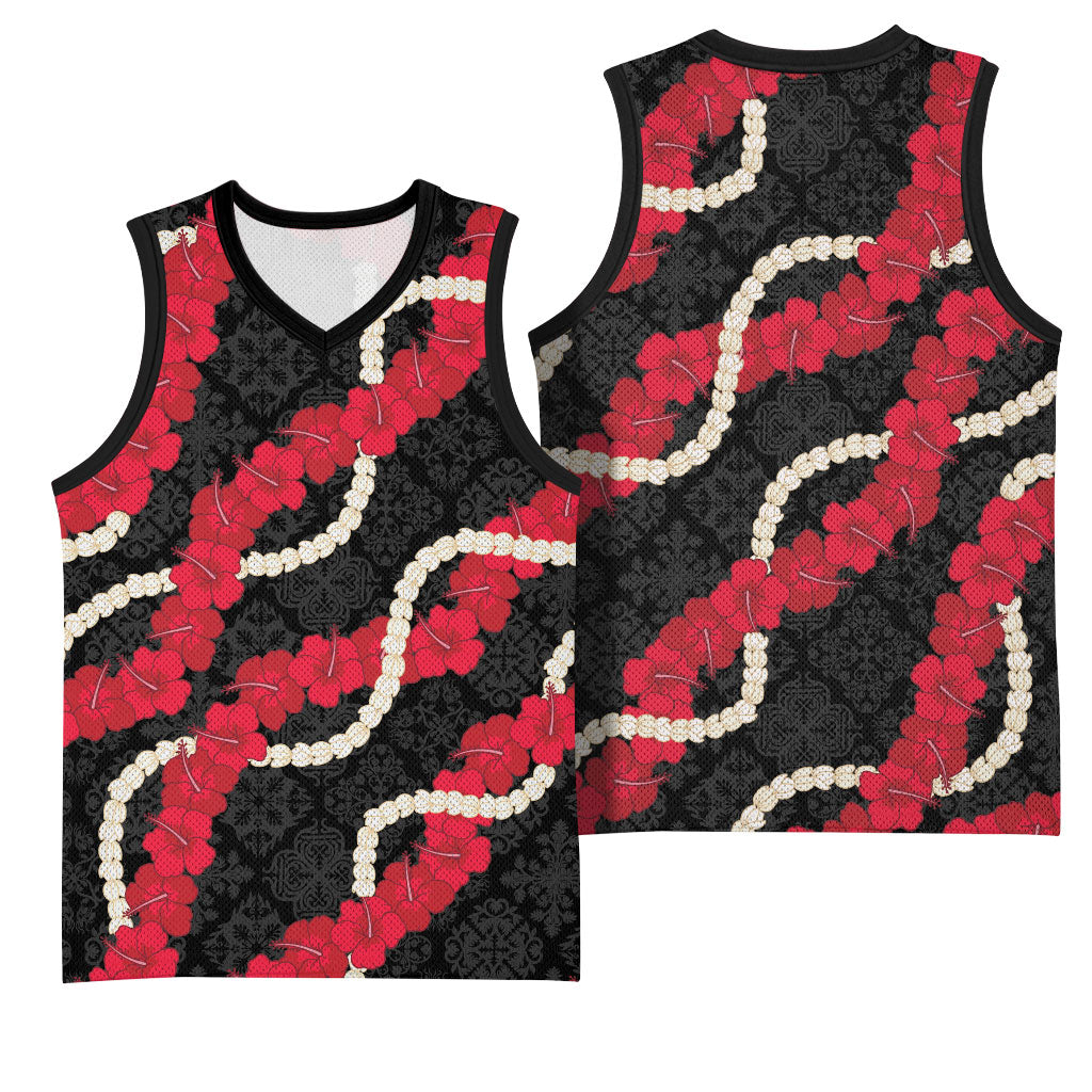 Aloha Ula'ula Hibiscus Pikake Lei Basketball Jersey Hawaiian Quilt Pattern