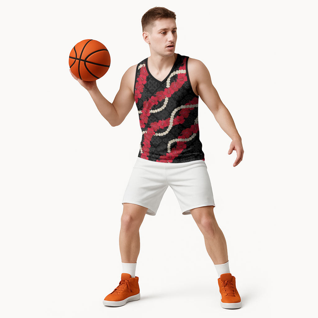 Aloha Ula'ula Hibiscus Pikake Lei Basketball Jersey Hawaiian Quilt Pattern