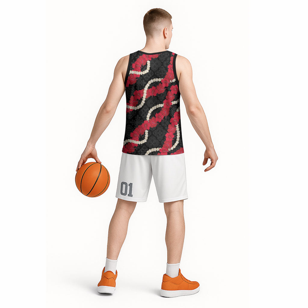 Aloha Ula'ula Hibiscus Pikake Lei Basketball Jersey Hawaiian Quilt Pattern