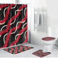 Aloha Ula'ula Hibiscus Pikake Lei Bathroom Set Hawaiian Quilt Pattern LT9 Bathroom Set (4 pcs) Black - Polynesian Pride