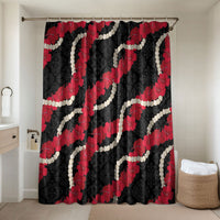Aloha Ula'ula Hibiscus Pikake Lei Bathroom Set Hawaiian Quilt Pattern LT9 Shower Curtain Only Black - Polynesian Pride