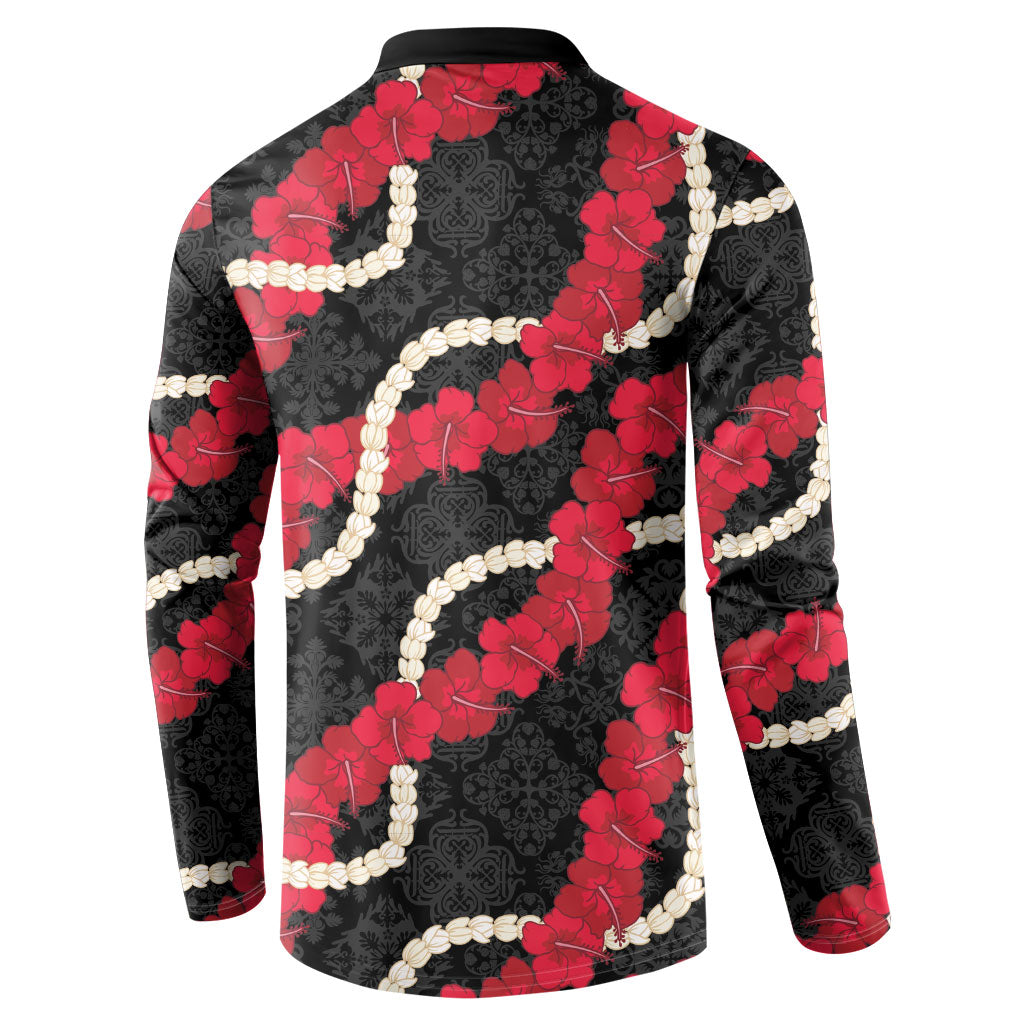 Aloha Ula'ula Hibiscus Pikake Lei Button Sweatshirt Hawaiian Quilt Pattern