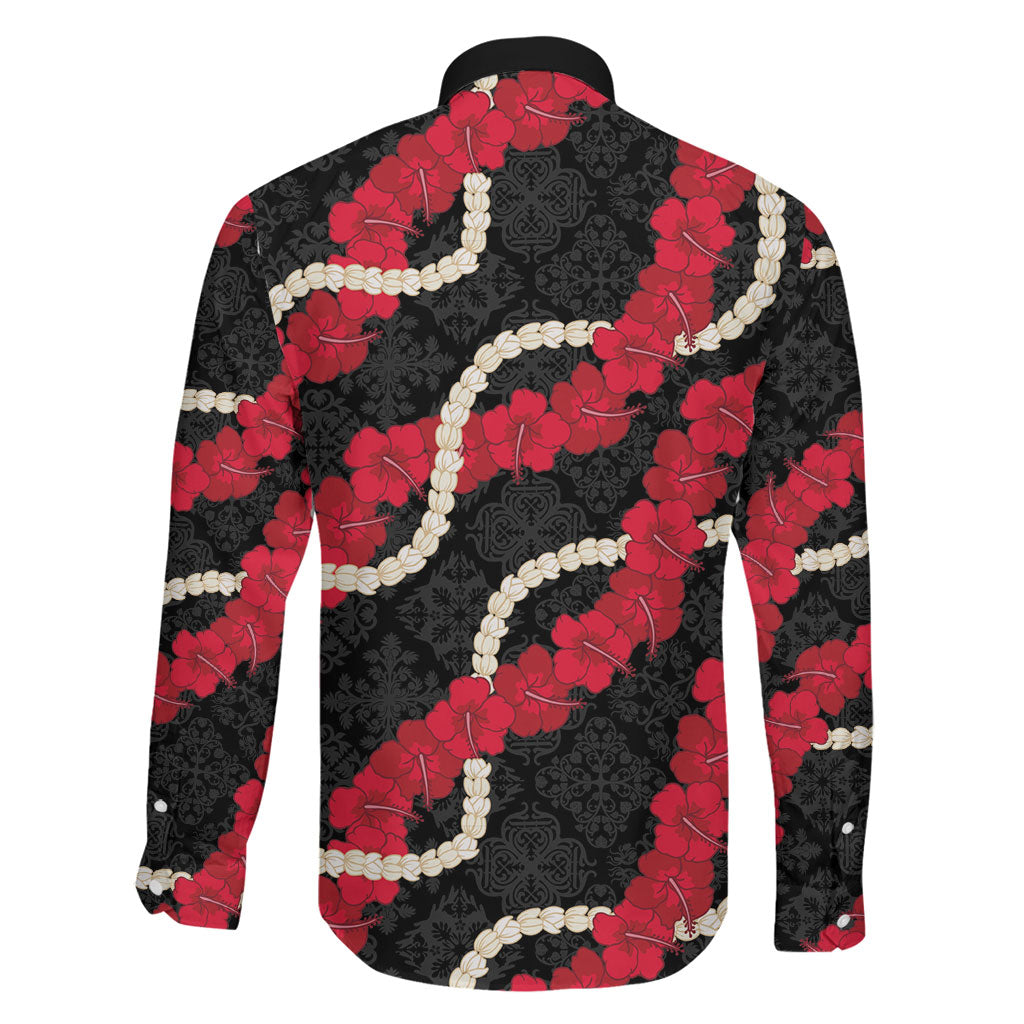 Aloha Ula'ula Hibiscus Pikake Lei Family Matching Long Sleeve Bodycon Dress and Hawaiian Shirt Hawaiian Quilt Pattern LT9 - Polynesian Pride