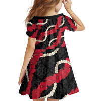 Aloha Ula'ula Hibiscus Pikake Lei Family Matching Off The Shoulder Long Sleeve Dress and Hawaiian Shirt Hawaiian Quilt Pattern LT9 - Polynesian Pride