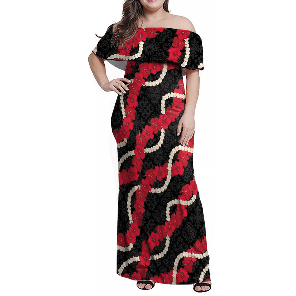 Aloha Ula'ula Hibiscus Pikake Lei Family Matching Off Shoulder Maxi Dress and Hawaiian Shirt Hawaiian Quilt Pattern