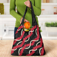 Aloha Ula'ula Hibiscus Pikake Lei Grocery Bag Hawaiian Quilt Pattern