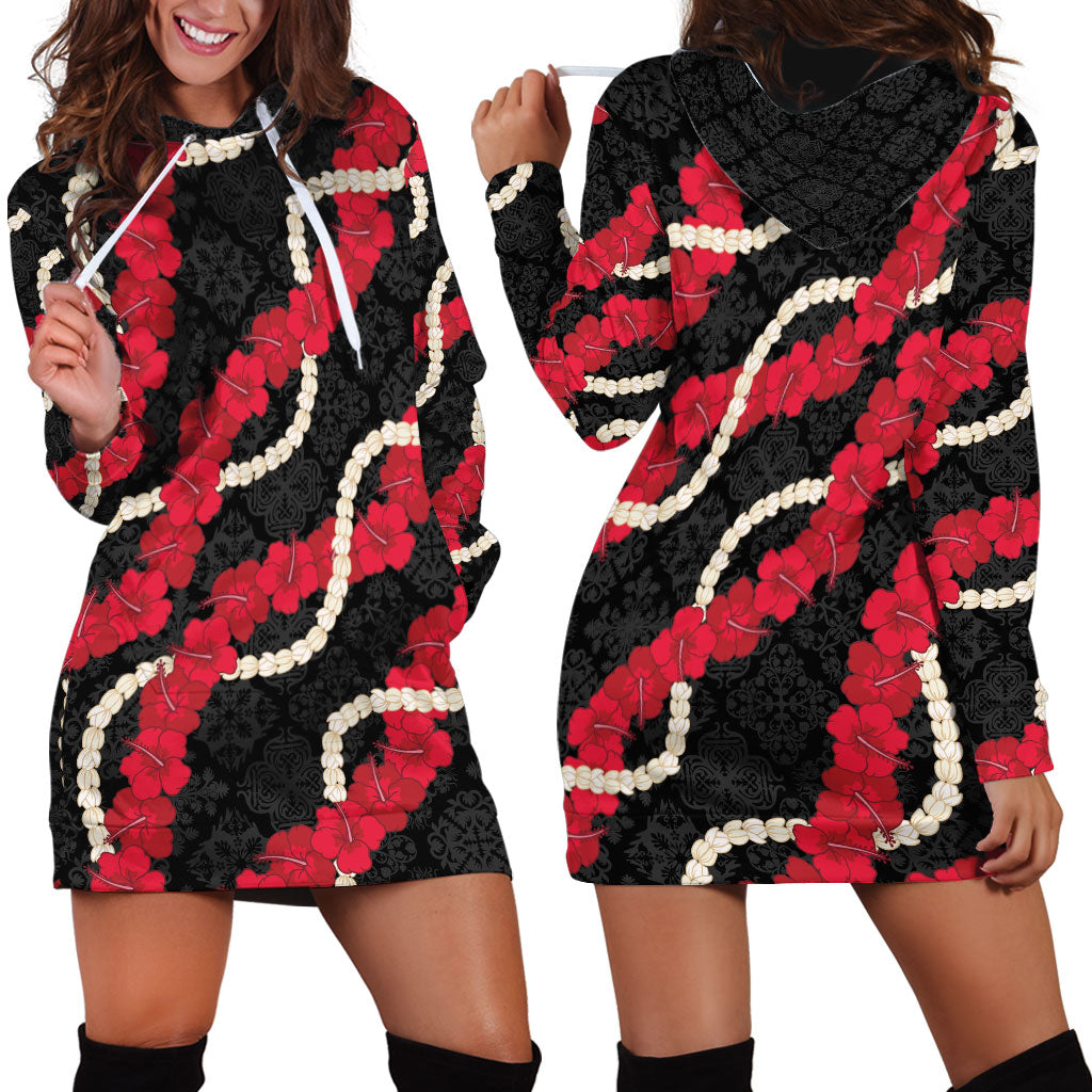 Aloha Ula'ula Hibiscus Pikake Lei Hoodie Dress Hawaiian Quilt Pattern LT9 - Polynesian Pride