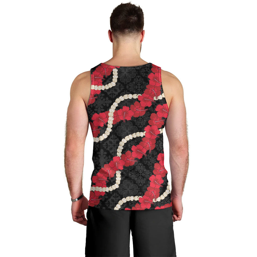 Aloha Ula'ula Hibiscus Pikake Lei Men Tank Top Hawaiian Quilt Pattern LT9 - Polynesian Pride