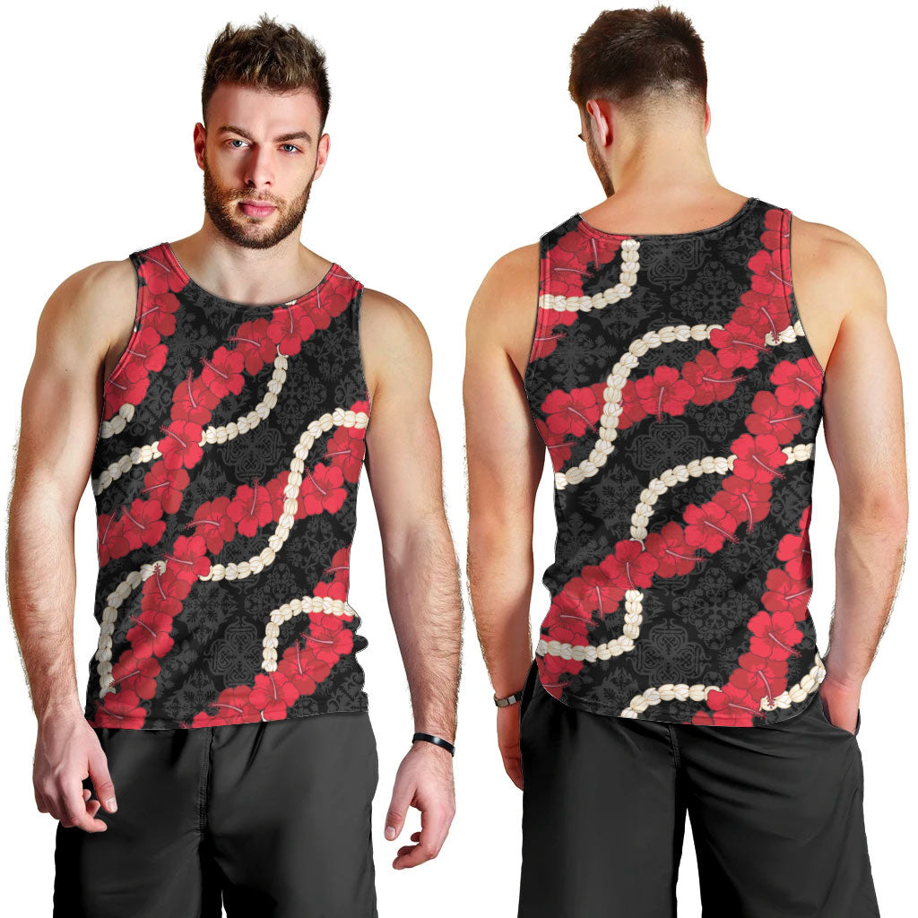 Aloha Ula'ula Hibiscus Pikake Lei Men Tank Top Hawaiian Quilt Pattern LT9 - Polynesian Pride