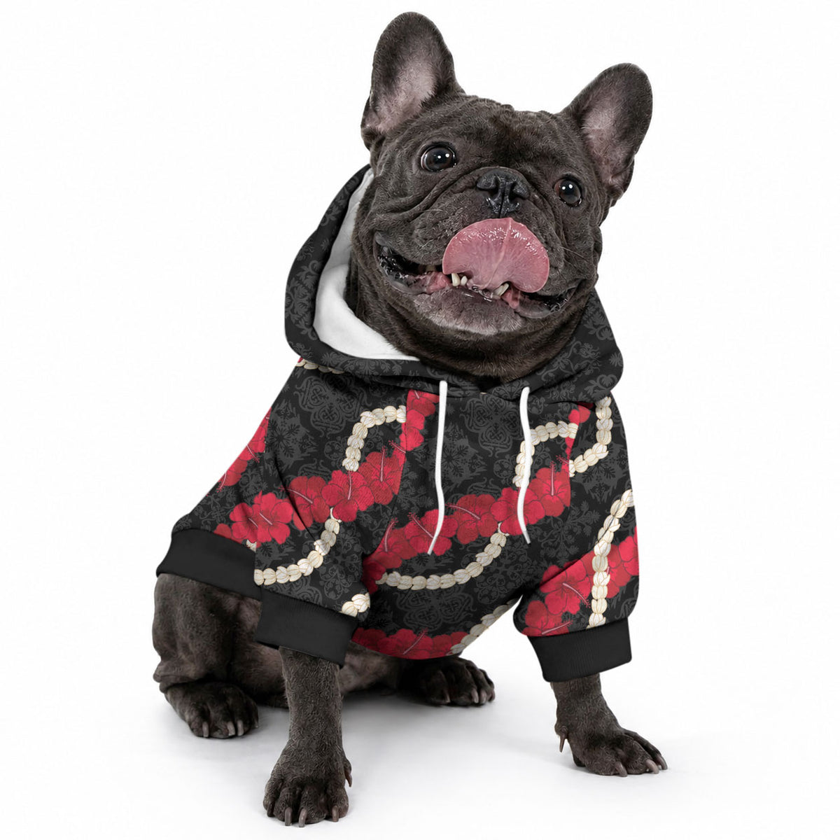 Aloha Ula'ula Hibiscus Pikake Lei Pet Hoodie Hawaiian Quilt Pattern LT9 - Polynesian Pride