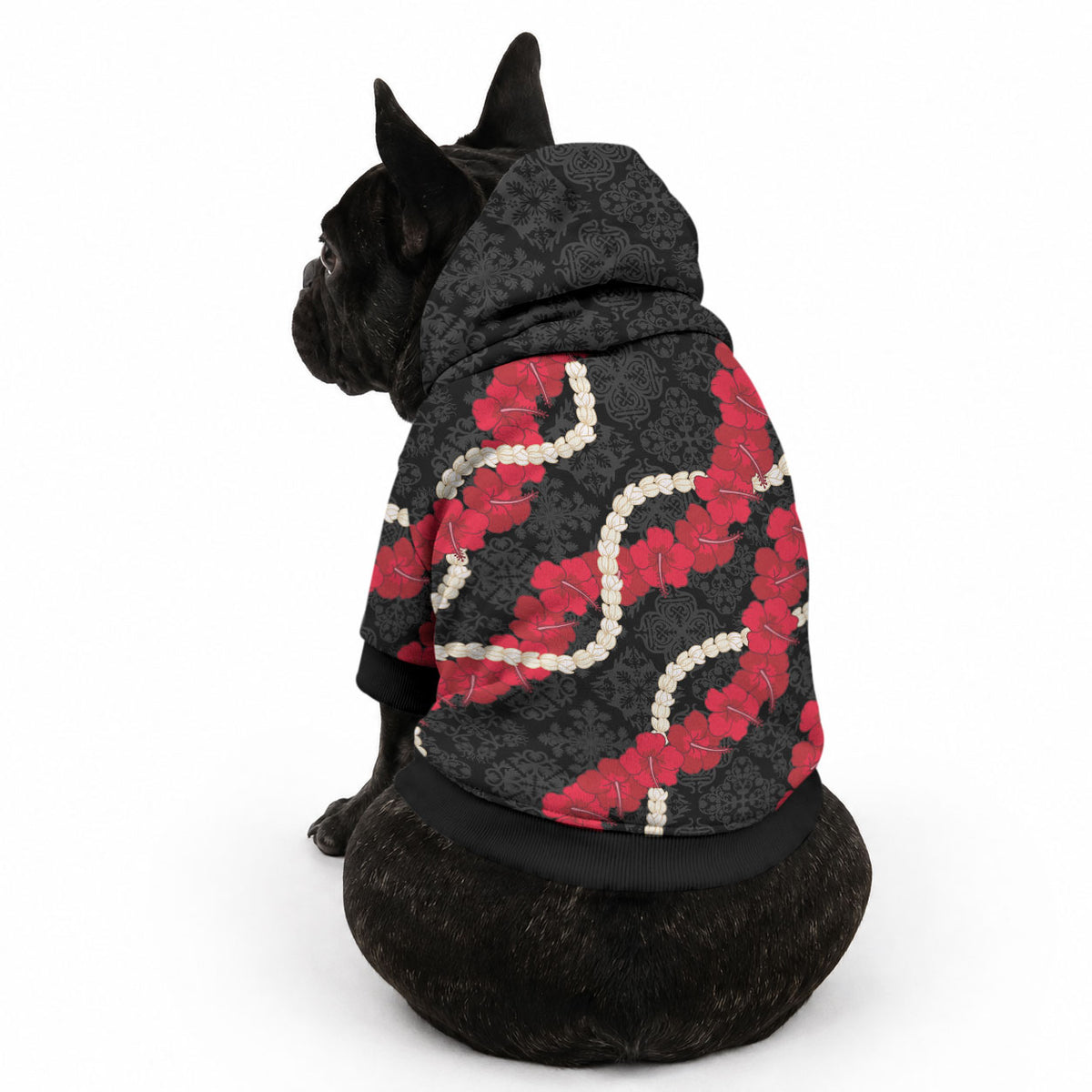 Aloha Ula'ula Hibiscus Pikake Lei Pet Hoodie Hawaiian Quilt Pattern LT9 - Polynesian Pride