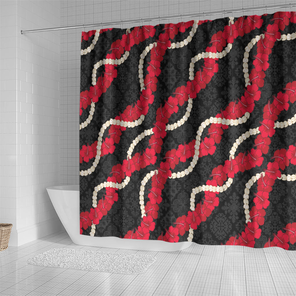 Aloha Ula'ula Hibiscus Pikake Lei Shower Curtain Hawaiian Quilt Pattern