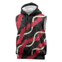 Aloha Ula'ula Hibiscus Pikake Lei Sleeveless Hoodie Hawaiian Quilt Pattern