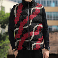Aloha Ula'ula Hibiscus Pikake Lei Sleeveless Puffer Jacket Hawaiian Quilt Pattern