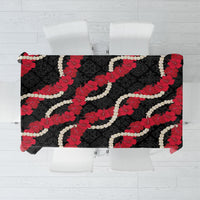 Aloha Ula'ula Hibiscus Pikake Lei Tablecloth Hawaiian Quilt Pattern LT9 Black - Polynesian Pride