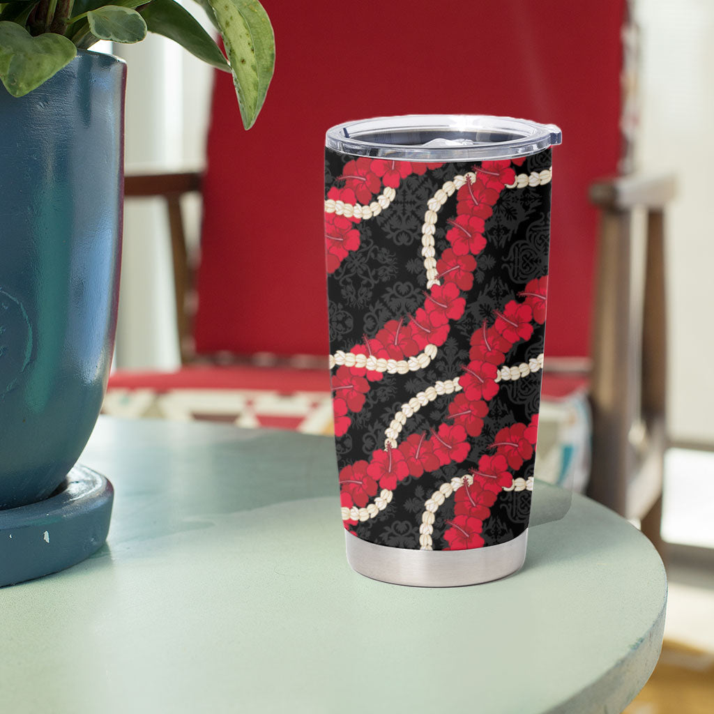 Aloha Ula'ula Hibiscus Pikake Lei Tumbler Cup Hawaiian Quilt Pattern