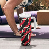 Aloha Ula'ula Hibiscus Pikake Lei Tumbler With Handle Hawaiian Quilt Pattern