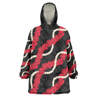 Aloha Ula'ula Hibiscus Pikake Lei Wearable Blanket Hoodie Hawaiian Quilt Pattern